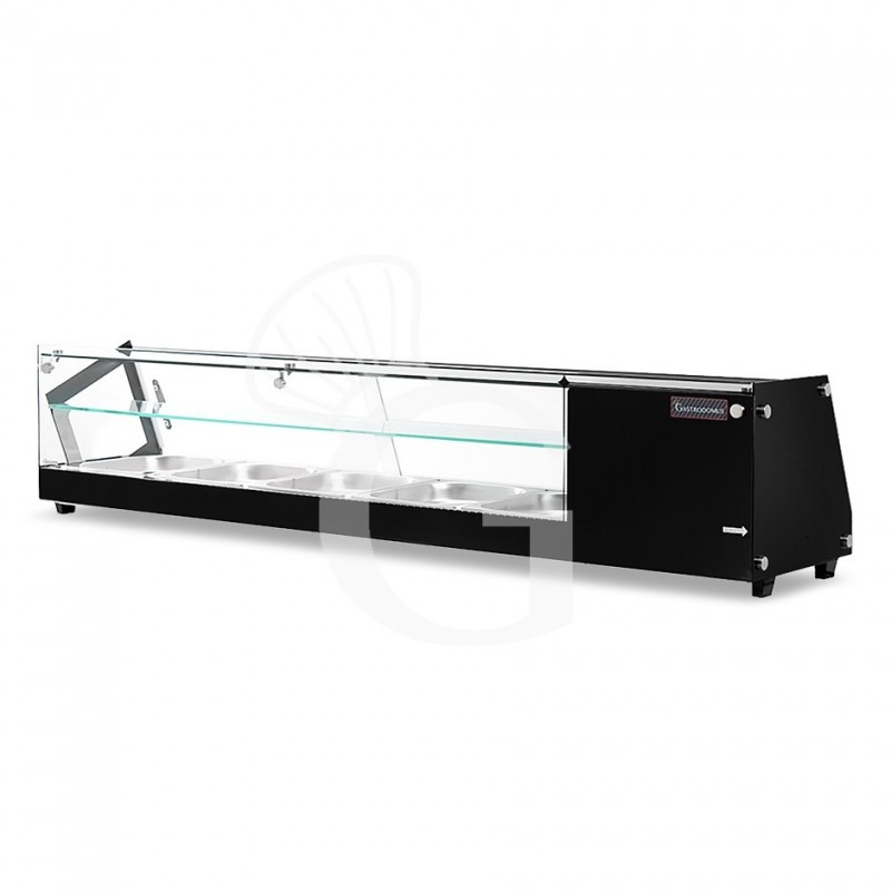 Tapas-Kühlvitrine für 5 x GN1/2 Behälter, 160 Watt, B 1740 mm x T 395 mm x H 375 mm