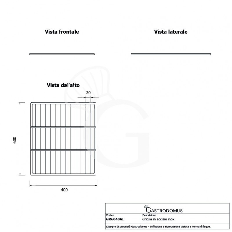 Gitter aus Edelstahl, 600 x 400 mm