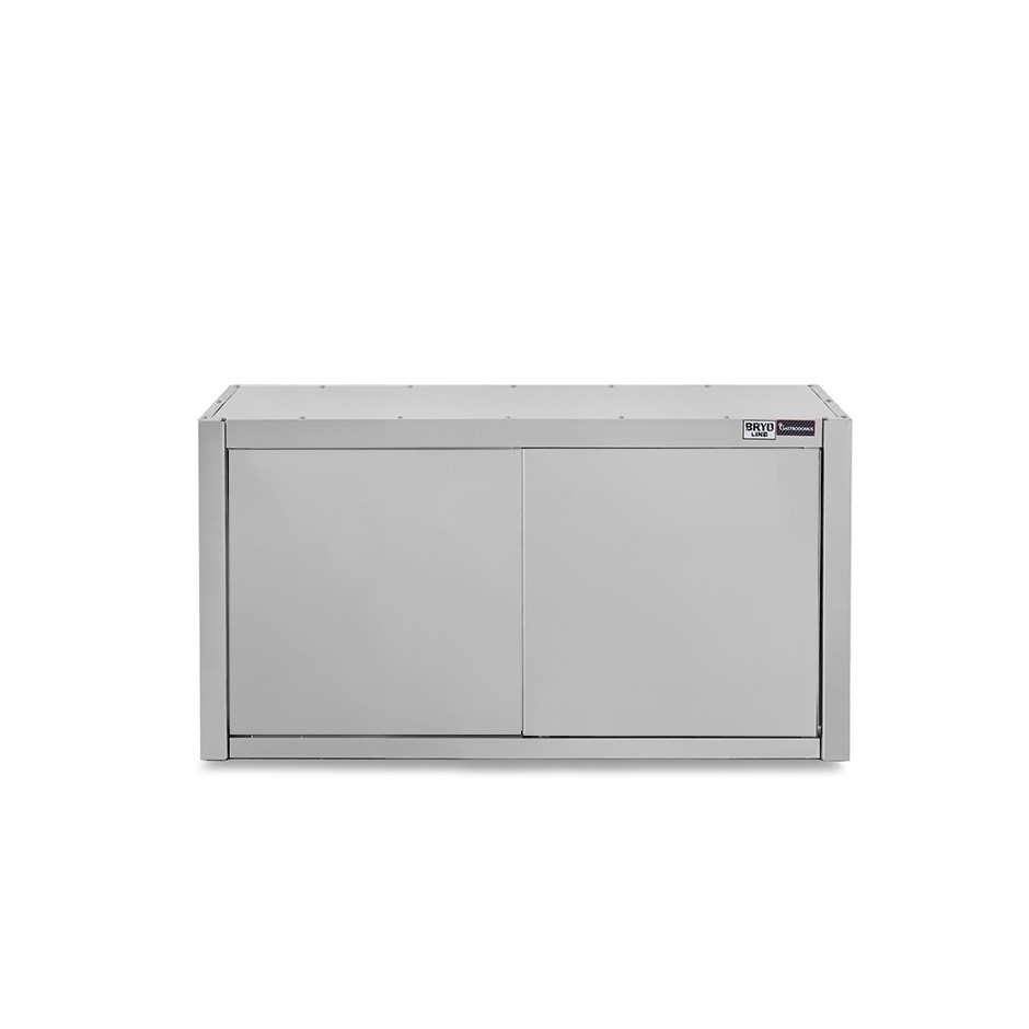 Wandhängeschrank, Edelstahl, Abtropffläche, 2 Flügeltüren, 1 gelochter Zwischenboden, B 900 mm x T 400 mm x H 660 mm