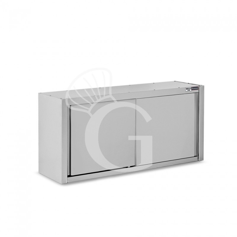 Wandhängeschrank, Edelstahl, mit Abtropffläche, Schiebetüren, 1 gelochter Zwischenboden, B 1600 mm x T 400 mm x H 800 mm