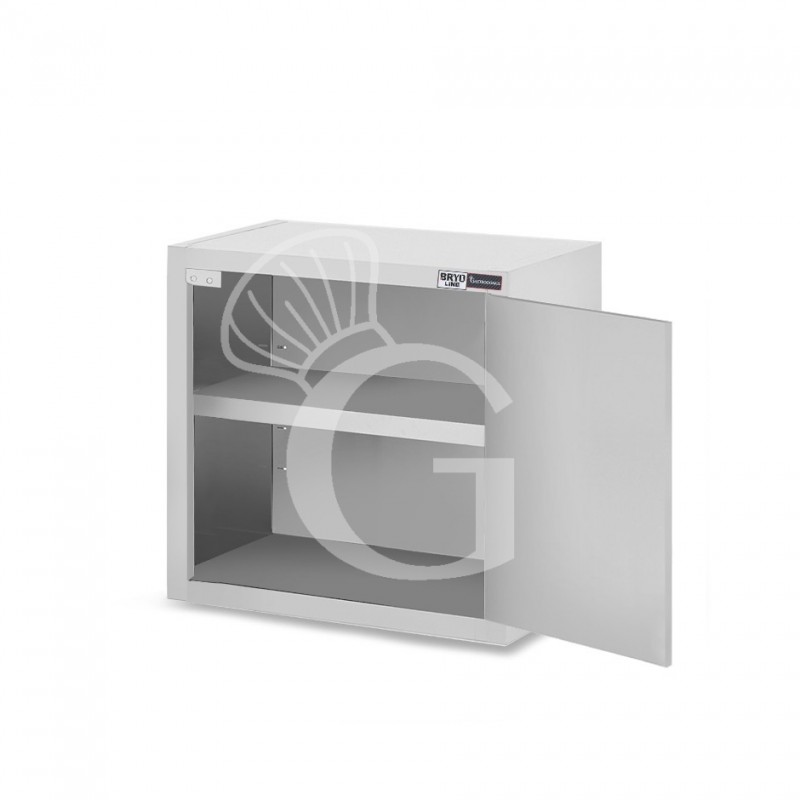 Wandhängeschrank, Edelstahl, 1 Flügeltür, 1 Zwischenboden, B 500 mm x T 400 mm x H 650 mm