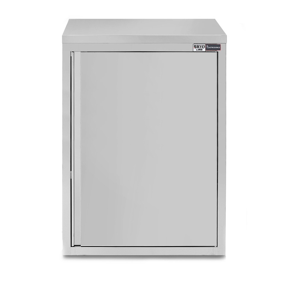 Wandhängeschrank, Edelstahl, 1 Flügeltür, 2 Regalböden, B 400 mm x T 400 mm x H 1000 mm