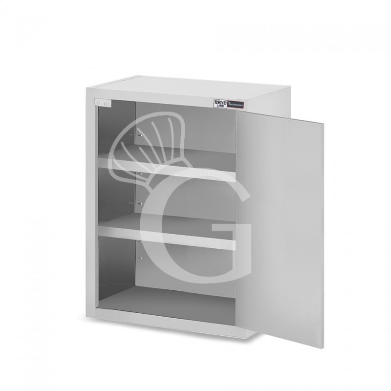 Wandhängeschrank, Edelstahl, 1 Flügeltür, 2 Regalböden, B 500 mm x T 400 mm x H 1000 mm
