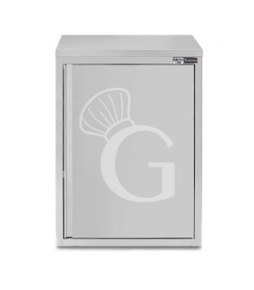 Wandhängeschrank, Edelstahl, 1 Flügeltür, 2 Regalböden, B 500 mm x T 400 mm x H 1000 mm