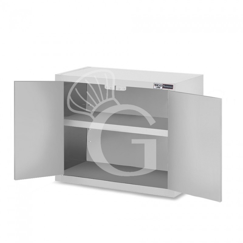 Wandhängeschrank, Edelstahl, 2 Flügeltüren, 1 Zwischenboden, B 800 mm x T 400 mm x H 650 mm