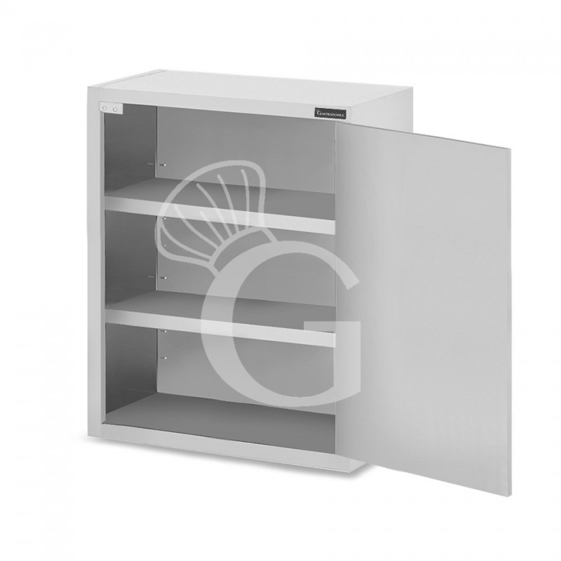 Wandhängeschrank, Edelstahl, 1 Flügeltür, 2 Zwischenböden, B 700 mm x T 400 mm x H 1000 mm