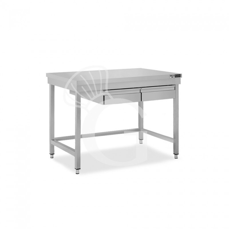 copy of Tavolo semplice in acciaio inox con 2 cassetti e misure L 1000 mm x P 600 mm x H 850 mm
