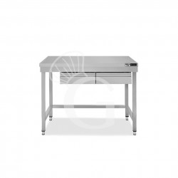 copy of Tavolo semplice in acciaio inox con 2 cassetti e misure L 1000 mm x P 600 mm x H 850 mm
