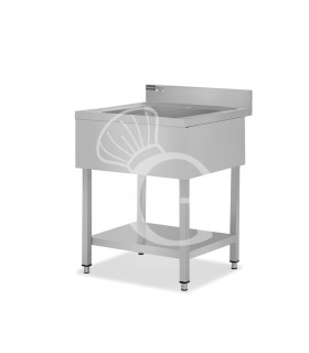 Spültisch, Edelstahl, 1 Becken, Grundboden, Aufkantung, B 600 mm x T 700 mm x H 965 mm, mit Loch (Ø 32 mm) für den Wasserhahn