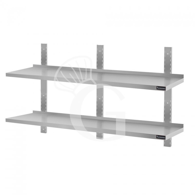 Wandbord aus Edelstahl, doppelt, B 1900 mm x T 400 mm x H 700 mm