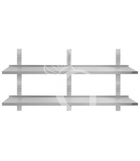 Doppelte Wandborde aus Edelstahl, B 2000 mm x T 400 mm x H 700 mm