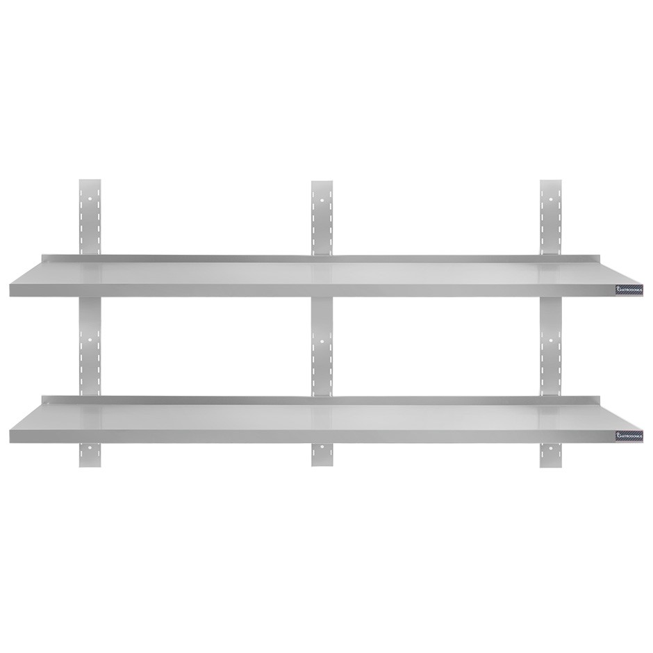 Doppelte Wandborde aus Edelstahl, B 2000 mm x T 400 mm x H 700 mm