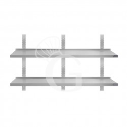 Wandbord aus Edelstahl, doppelt, B 1600 mm x T 300 mm x H 700 mm