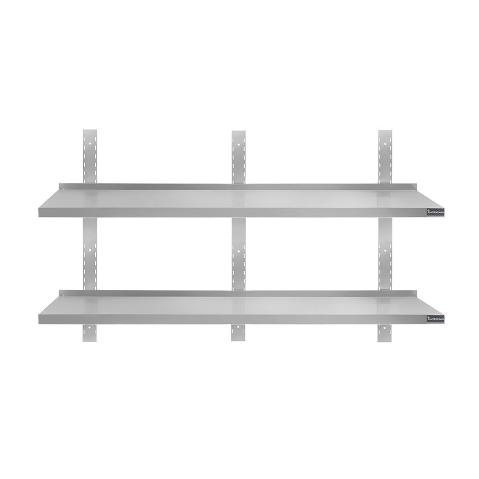 Wandbord aus Edelstahl, doppelt, B 1600 mm x T 300 mm x H 700 mm
