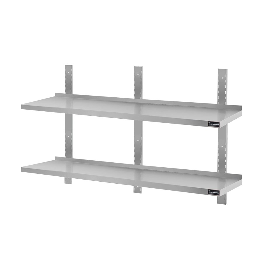 Wandbord aus Edelstahl, doppelt, B 1600 mm x T 300 mm x H 700 mm