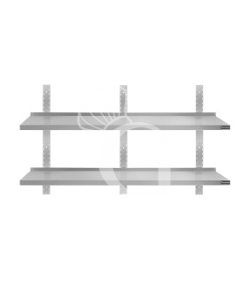 Wandbord aus Edelstahl, doppelt, B 1700 mm x T 400 mm x H 700 mm