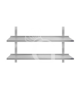 Wandbord aus Edelstahl, doppelt, B 1300 mm x T 300 mm x H 700 mm