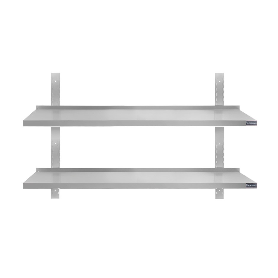 Wandbord aus Edelstahl, doppelt, B 1400 mm x T 300 mm x H 700 mm