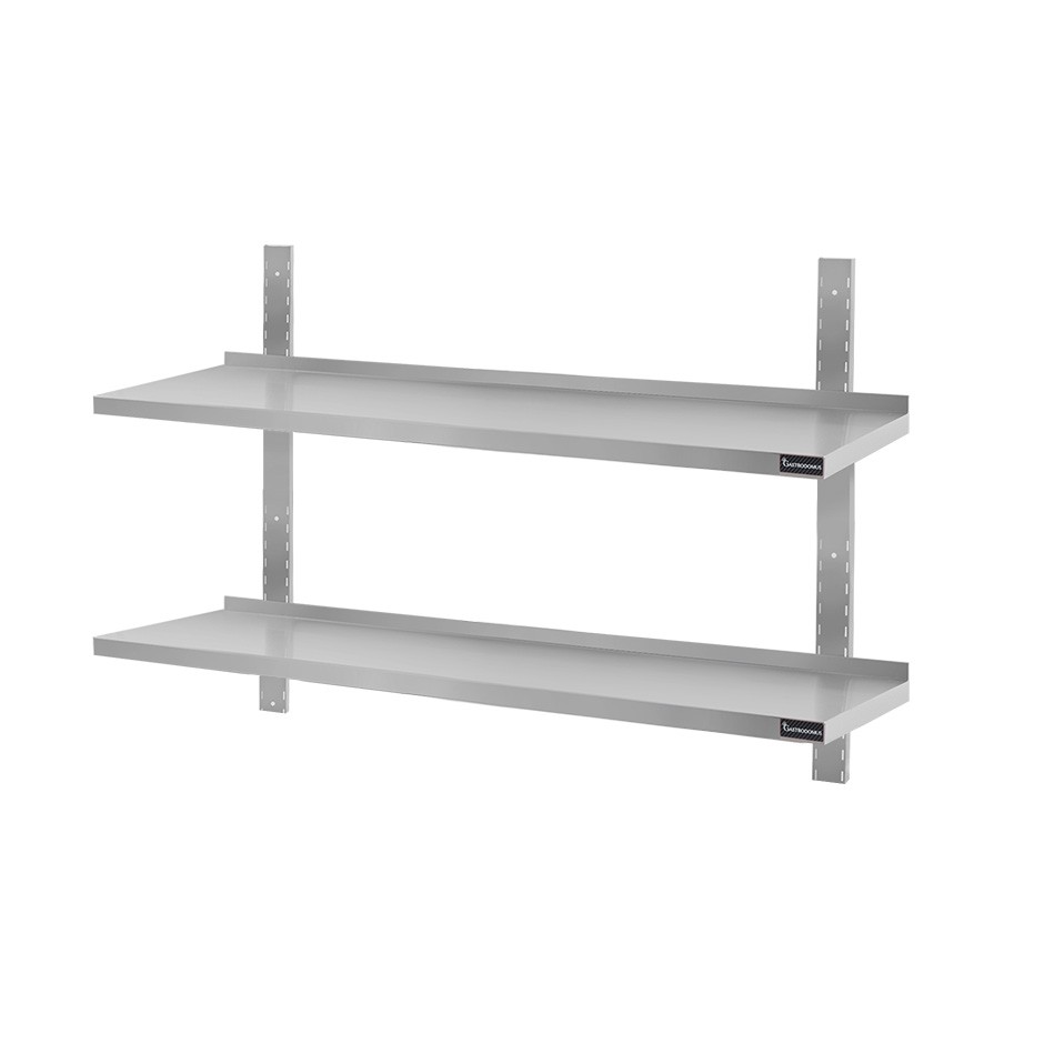 Wandbord aus Edelstahl, doppelt, B 1300 mm x T 400 mm x H 700 mm