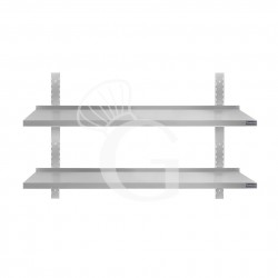Doppelte Wandborde aus Edelstahl, B 1400 mm x T 400 mm x H 700 mm