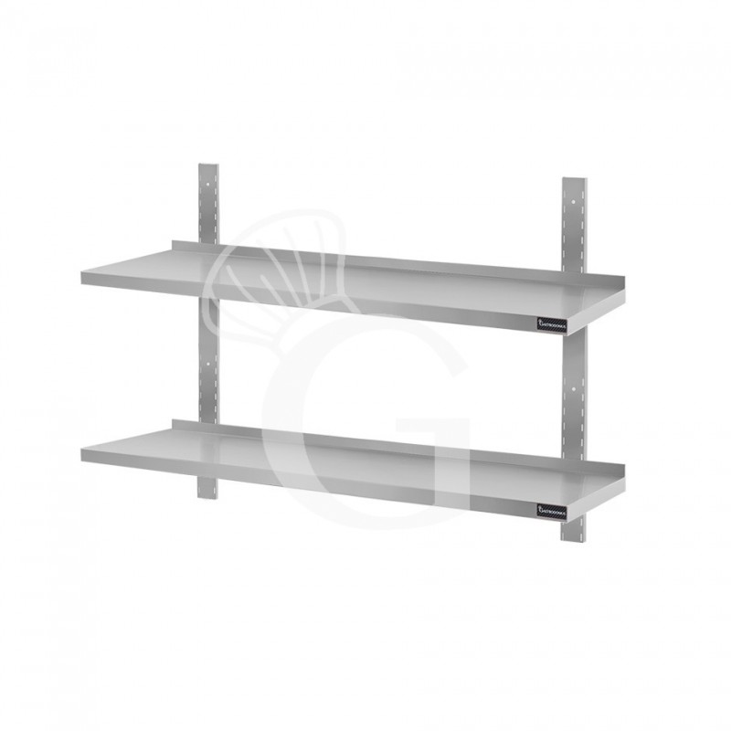 Wandbord aus Edelstahl, doppelt, B 1100 mm x T 400 mm x H 700 mm