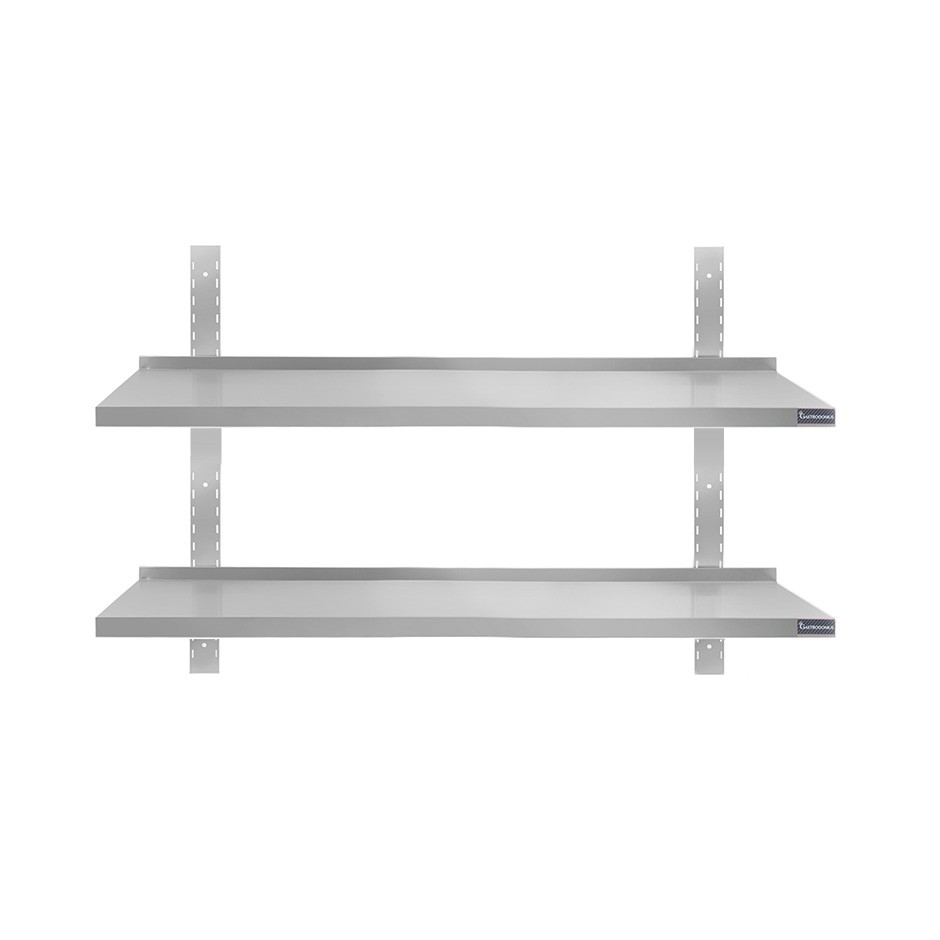 Wandbord aus Edelstahl, doppelt, B 1100 mm x T 400 mm x H 700 mm