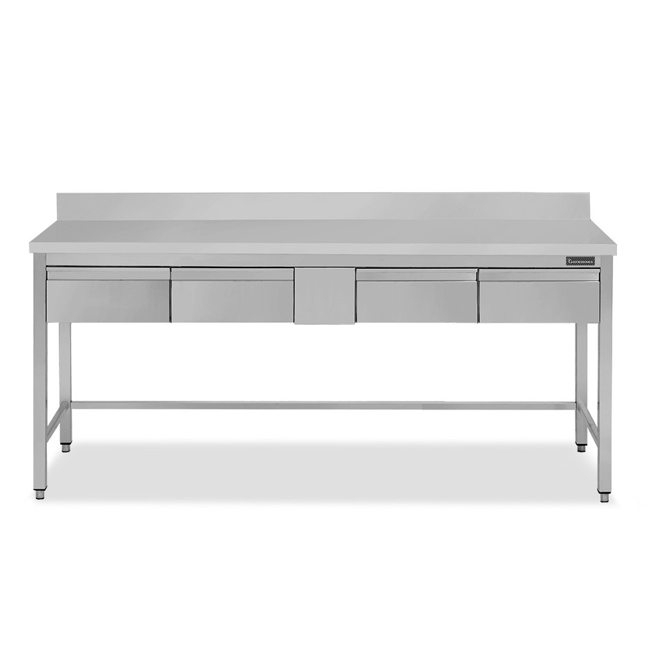Edelstahltisch 4 Schubladen Aufsatz B 1800 mm x T 600 mm x H 950 mm