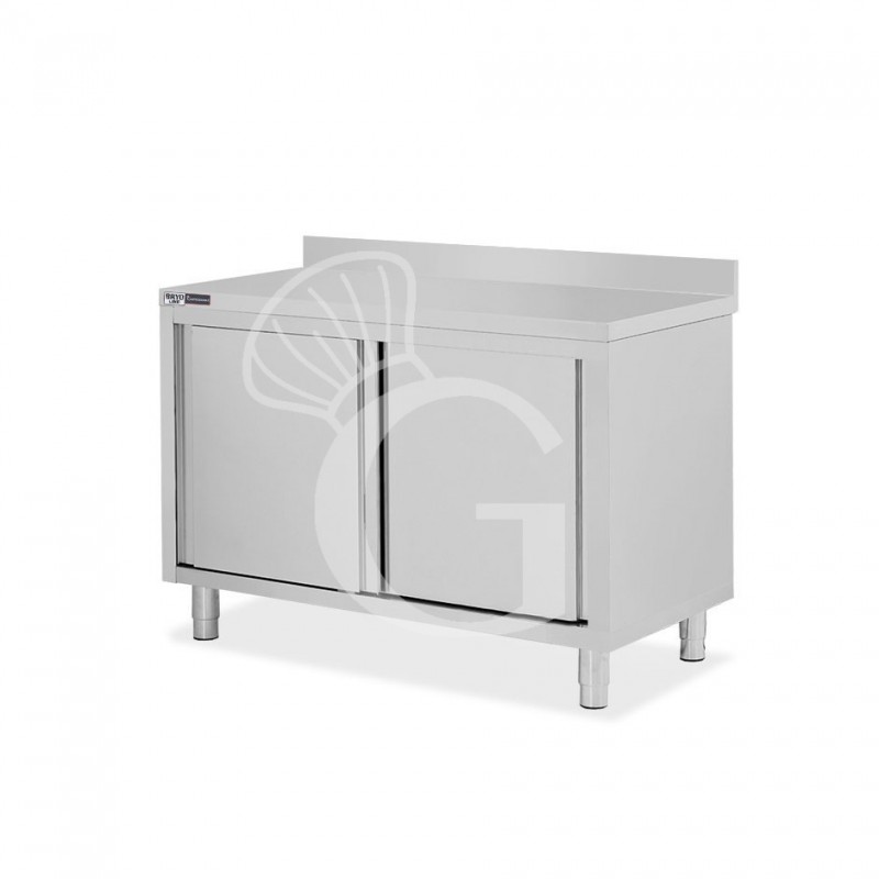 Schranktisch / Arbeitsschrank, 2 Schiebetüren, Aufkantung, B 1200 mm x T 800 mm x H 950 mm