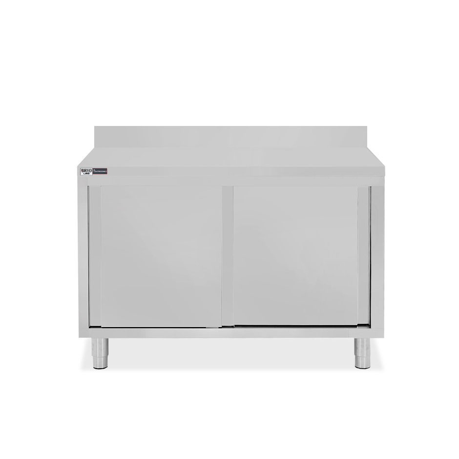 Schranktisch / Arbeitsschrank, 2 Schiebetüren, Aufkantung, B 1200 mm x T 800 mm x H 950 mm