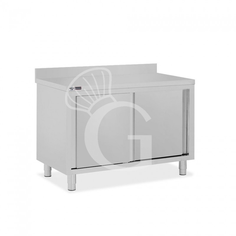 Schranktisch / Arbeitsschrank, 2 Schiebetüren, Aufkantung, B 1200 mm x T 800 mm x H 950 mm