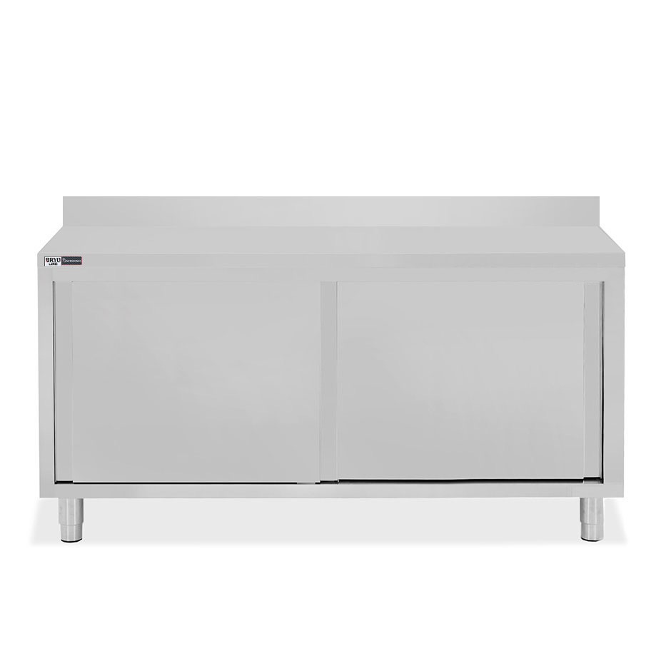 Schranktisch / Arbeitsschrank, 2 Schiebetüren, Aufkantung, B 2000 mm x T 800 mm x H 950 mm