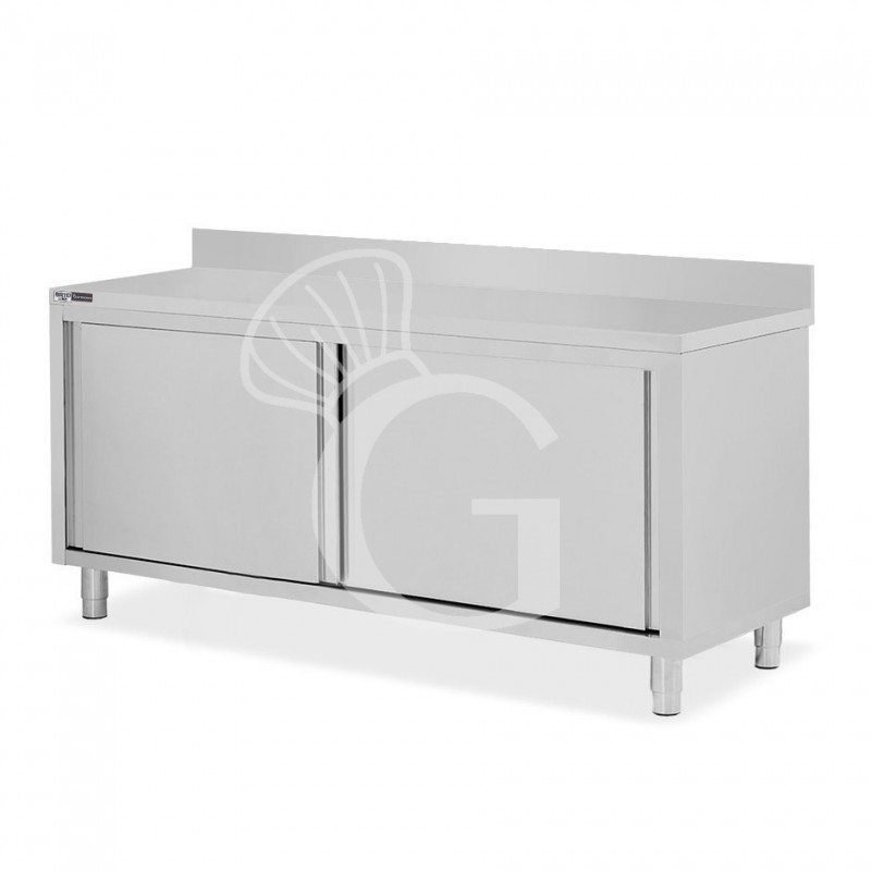 Schranktisch / Arbeitsschrank, 2 Schiebetüren, Aufkantung, B 2000 mm x T 800 mm x H 950 mm