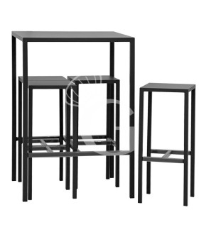 Gartenmöbel-Set / Terassenmöbel-Set, 1 Tisch, 4 Hocker, lackiertes Metall