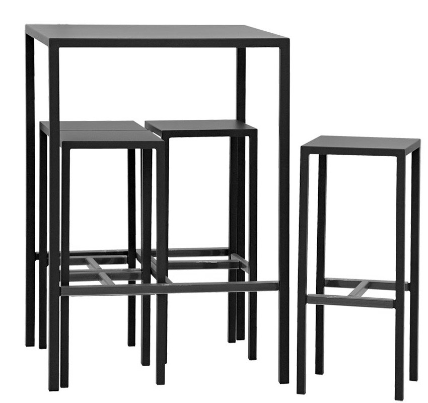 Gartenmöbel-Set / Terassenmöbel-Set, 1 Tisch, 4 Hocker, lackiertes Metall