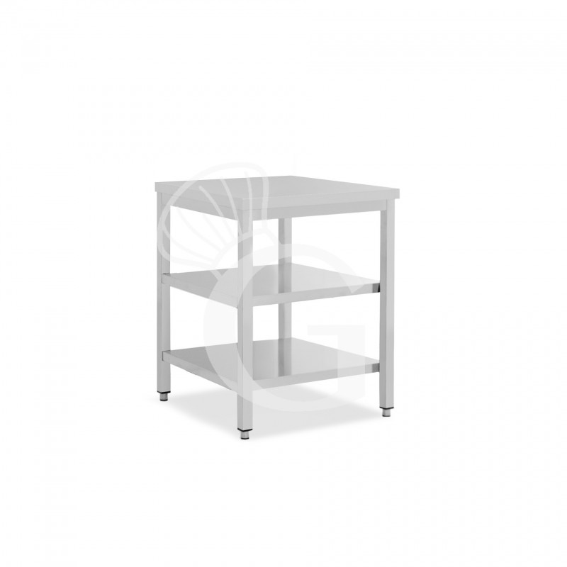 Edelstahltisch 2 Regalböden B 400 mm x T 600 mm x H 850 mm