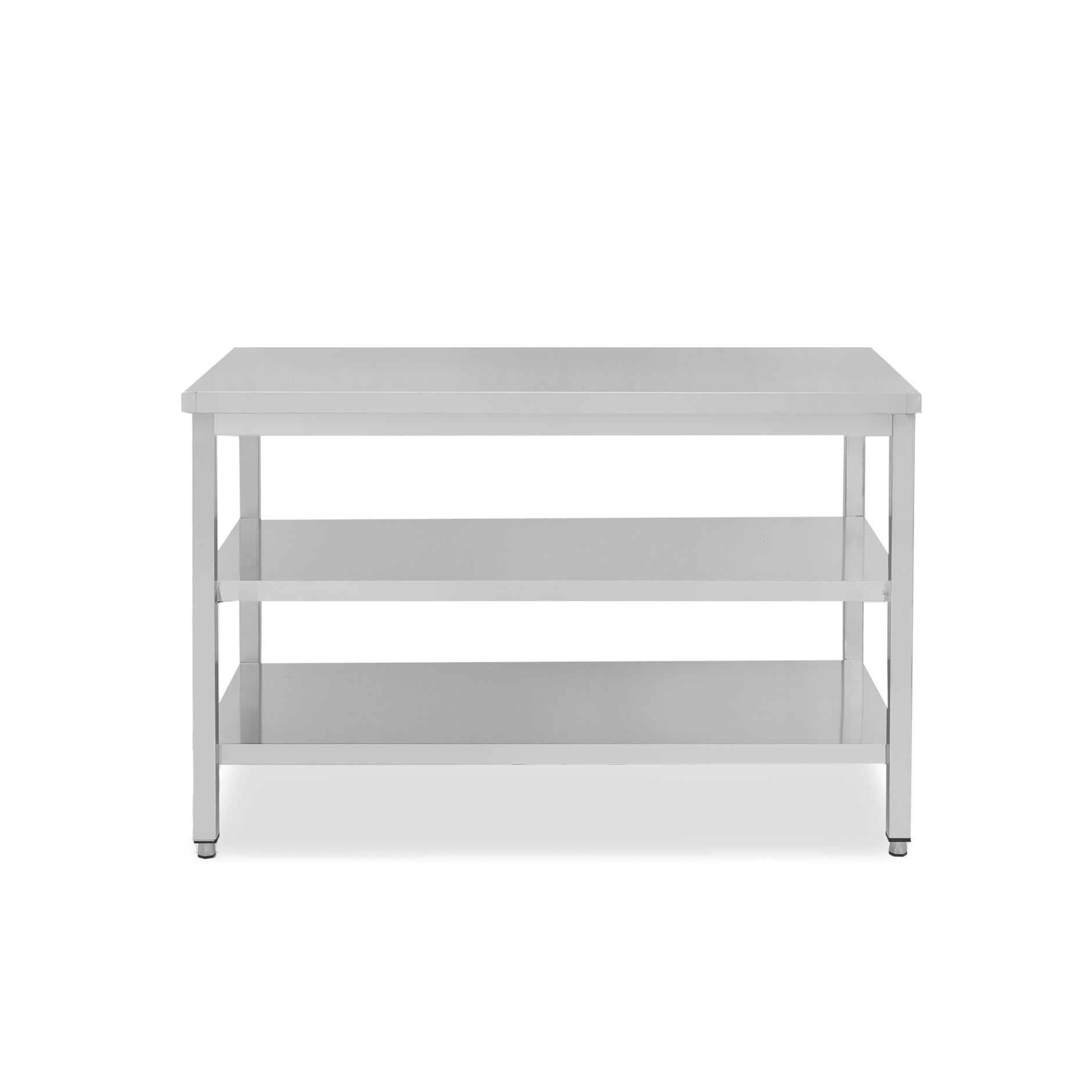 Edelstahltisch, 2 Regalböden, B 1600 mm X T 600 mm X H 865 mm