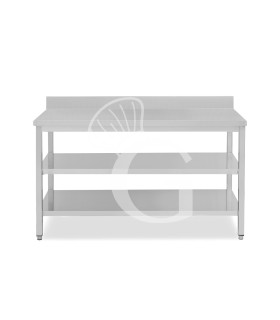 Edelstahltisch, 2 Regalböden, Aufkantung, B 1800 mm X T 800 mm X H 965 mm