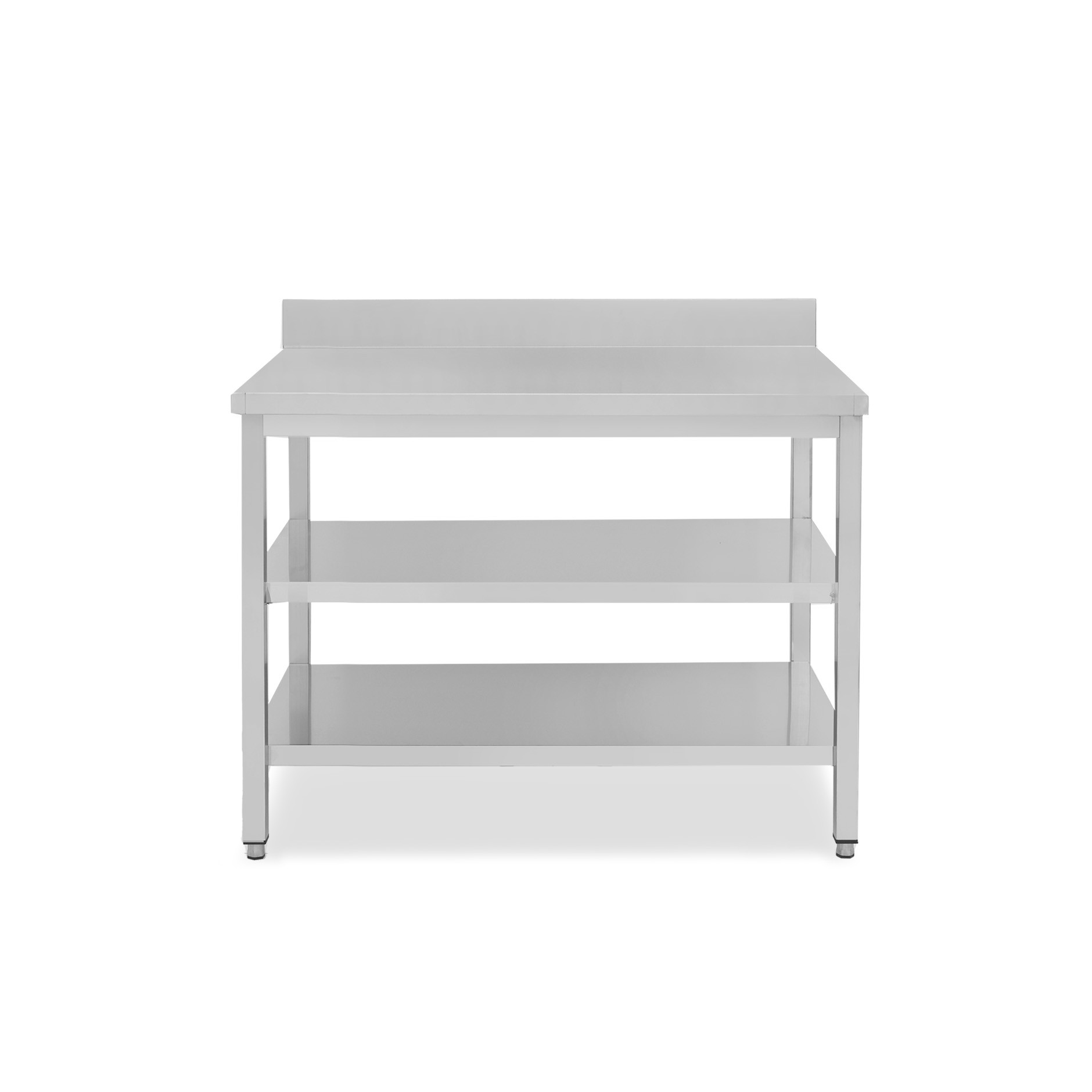 Edelstahltisch, 2 Regalböden, Aufkantung, B 1000 mm X T 700 mm X H 965 mm