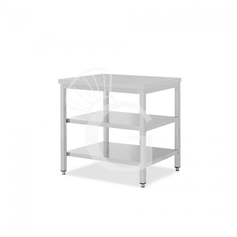 copy of Tavolo semplice in acciaio inox con 2 ripiani e misure L 800 mm x P 700 mm x H 850 mm