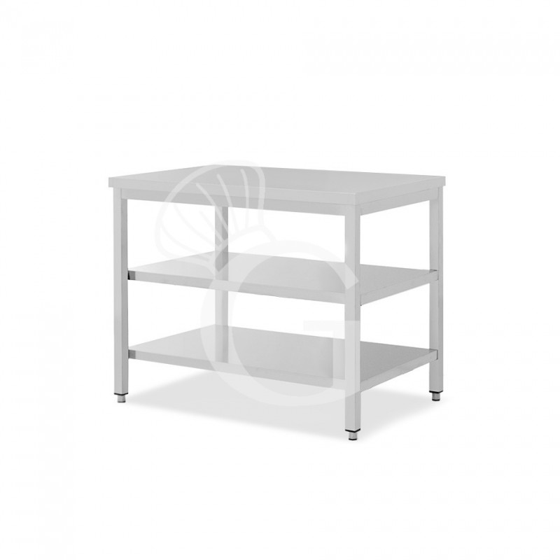 Edelstahltisch, 2 Regalböden, B 1100 mm X T 700 mm X H 865 mm