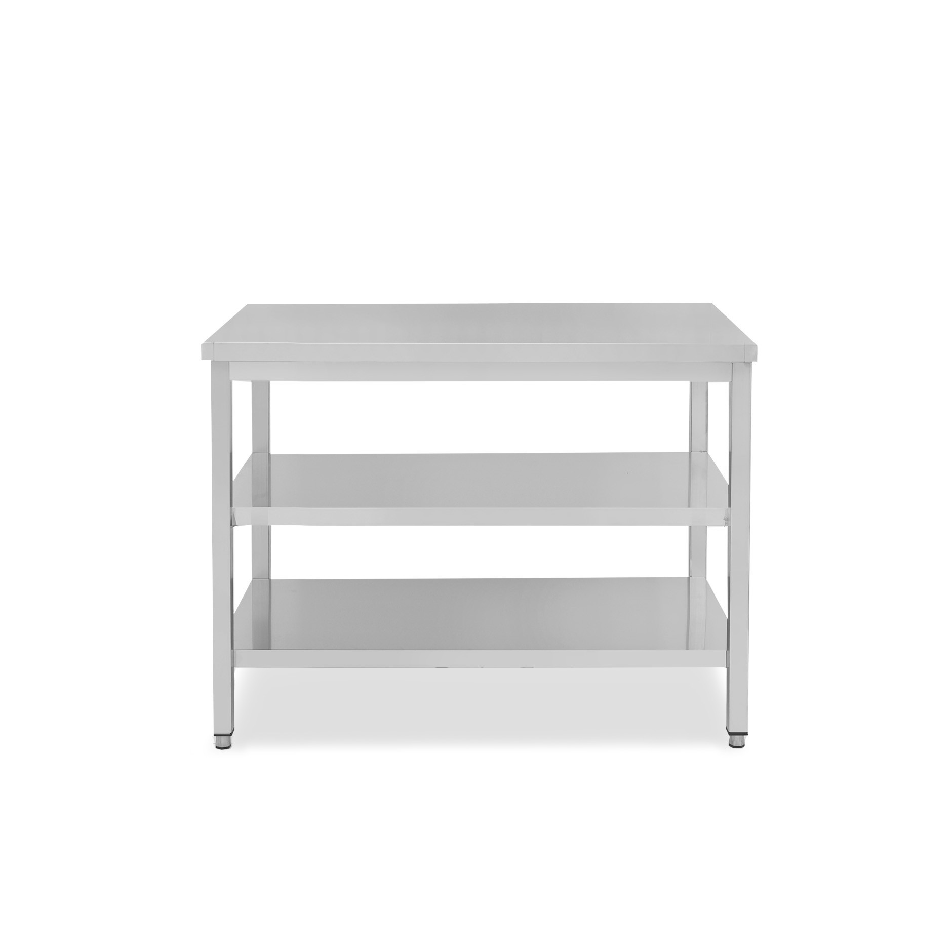 Edelstahltisch, 2 Regalböden, B 1100 mm X T 700 mm X H 865 mm