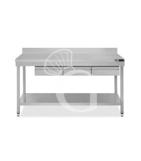 Edelstahltisch, Grundboden, Aufkantung, 3 Schubladen, B 1600 mm X T 600 mm X H 965 mm