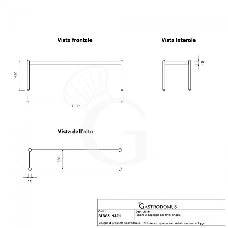 Aufsatzbord, B 1400 mm x T 365 mm x H 425 mm