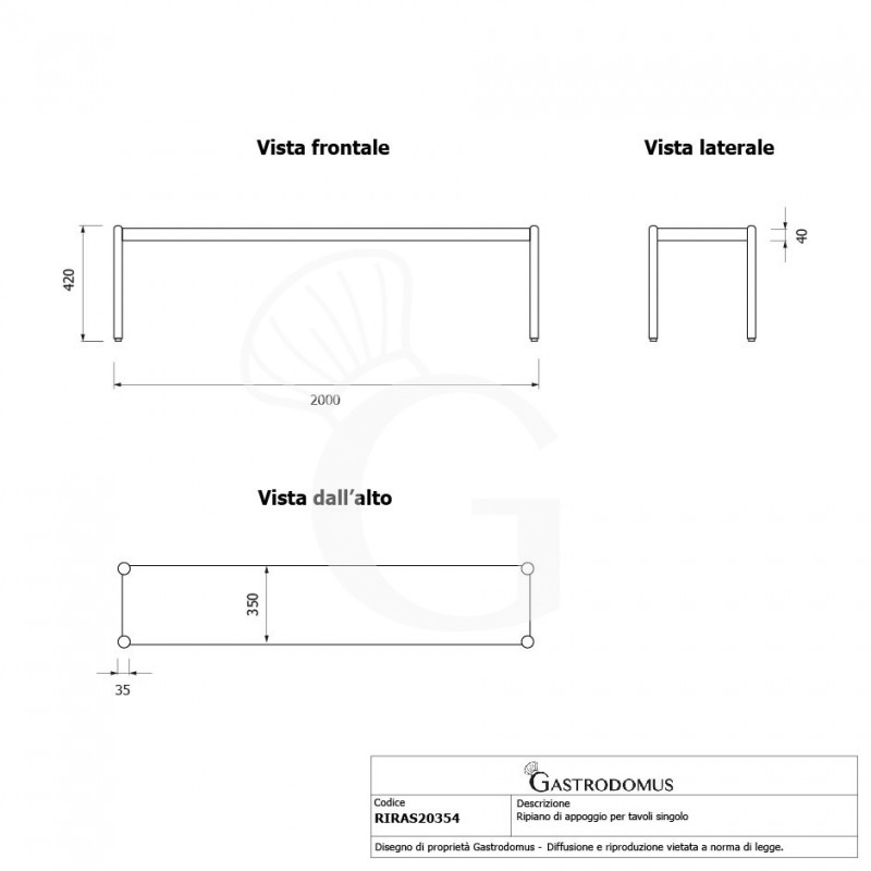 Aufsatzbord B 1000 mm x T 350 mm x H 400 mm