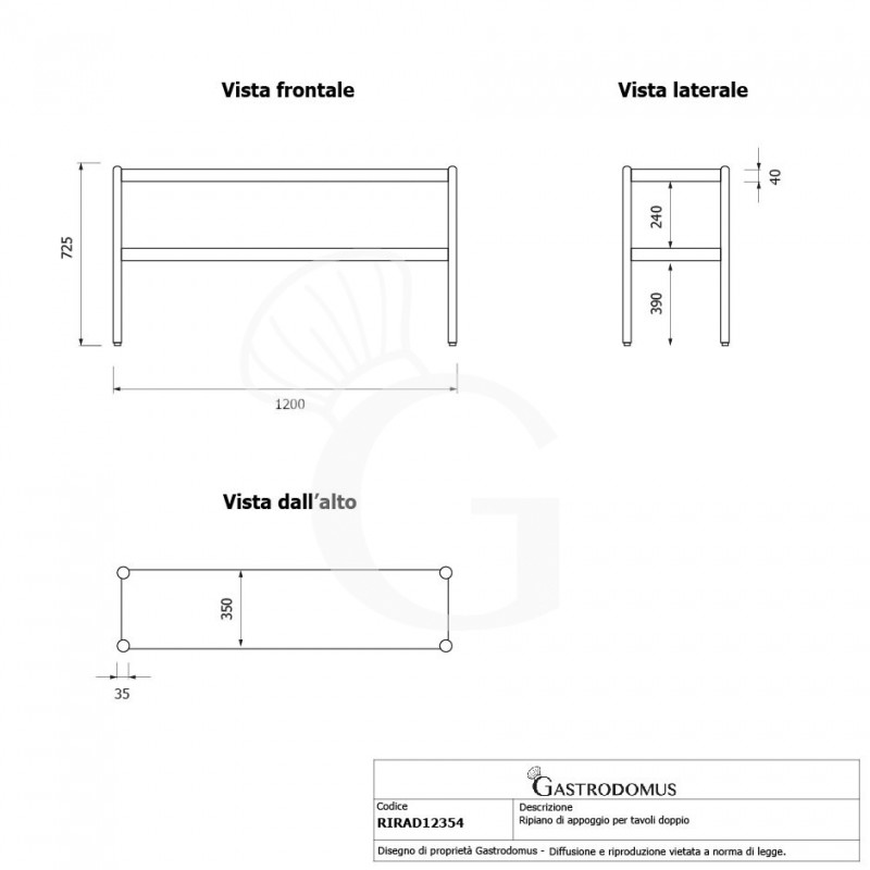 Aufsatzbord mit Zwischenboden, B 1200 mm x T 365 mm x H 725 mm