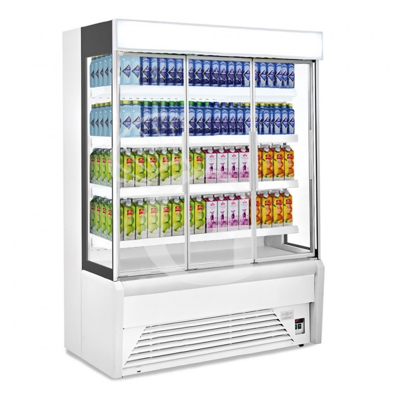 Wandkühlregal "Ettore" mit Umluftkühlung und Flügeltüren, Temperatur +1°C/+10°C und L 1940 mm