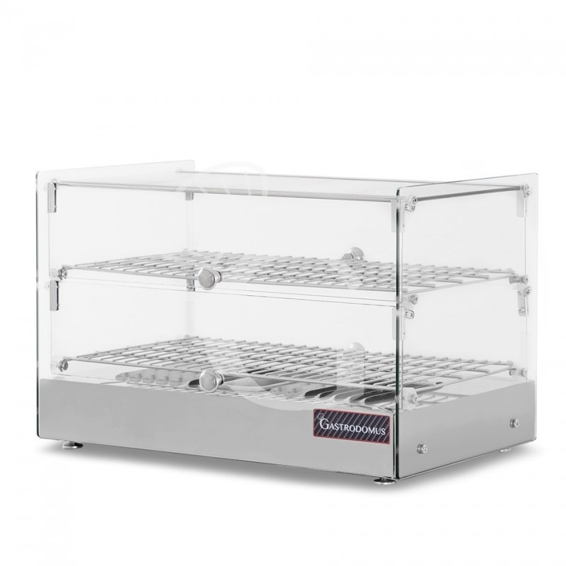 Wärmevitrine (50 Liter), Edelstahl und Glas, +30°C/+90°C, B 555 mm X T 375 mm X H 370 mm