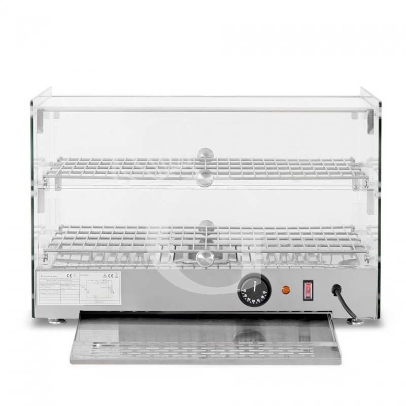 Wärmevitrine (50 Liter), Edelstahl und Glas, +30°C/+90°C, B 555 mm X T 375 mm X H 370 mm