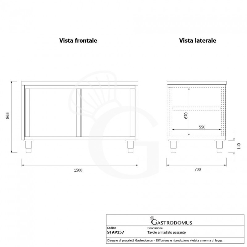 Durchreicheschrank, Edelstahl, Schiebetüren, B 1500 mm x 700 mm x  850 mm