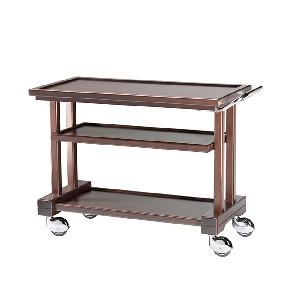 Servierwagen aus Massivholz, 3 Borde aus mehrschichtigem Birkenholz, B 1150 mm x T 550 mm x H 820 mm